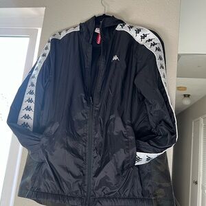 Kappa Black Windbreaker with White Trim